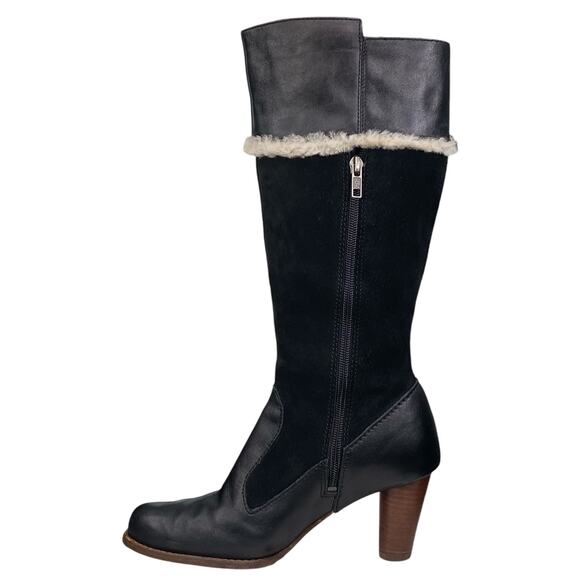 UGG Women’s Raya Black Suede Sheepskin Trimmed Riding Boot Size US 7.5 - Picture 4 of 14
